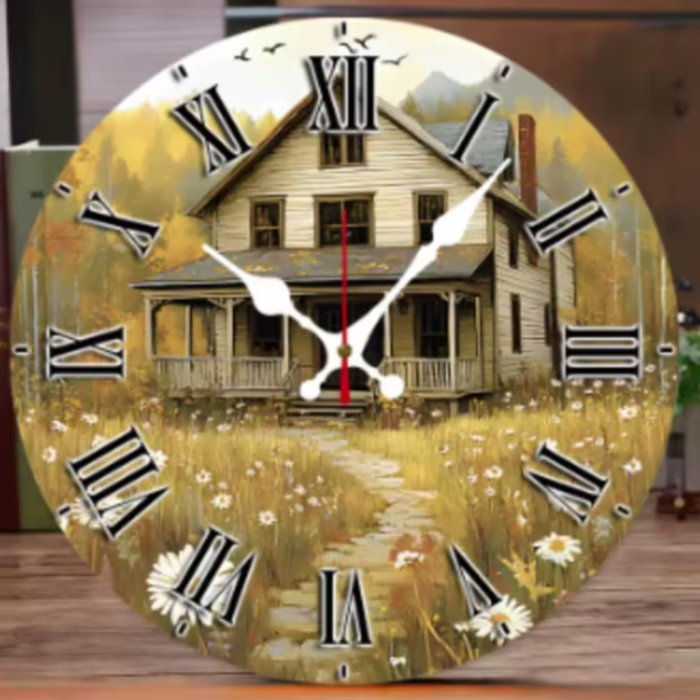 Ronde wandklok van hout Houten tuinhuis (25cm)