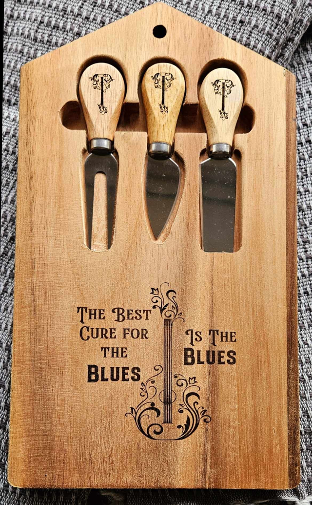 Cure The Blues Tapas Board with  Cheese Tools 