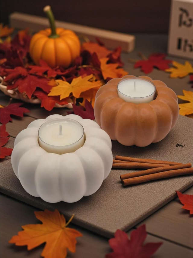 Teelichthalter - Kürbis