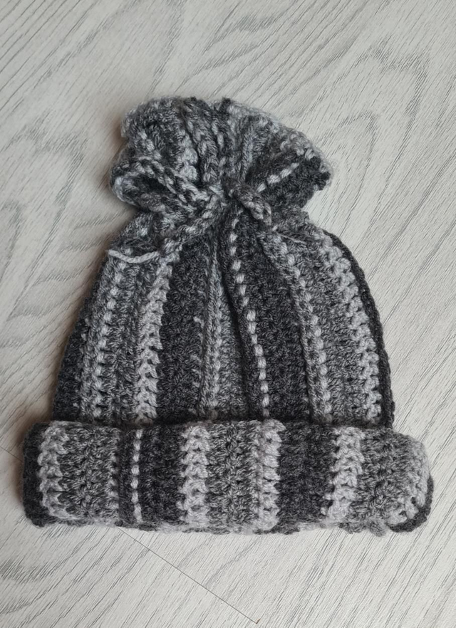 Shades Of Grey Crochet Baby Hat 3-9m