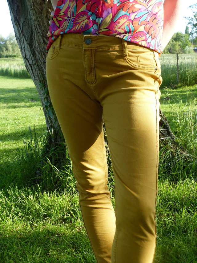 pantalon jaune moutarde réversible python