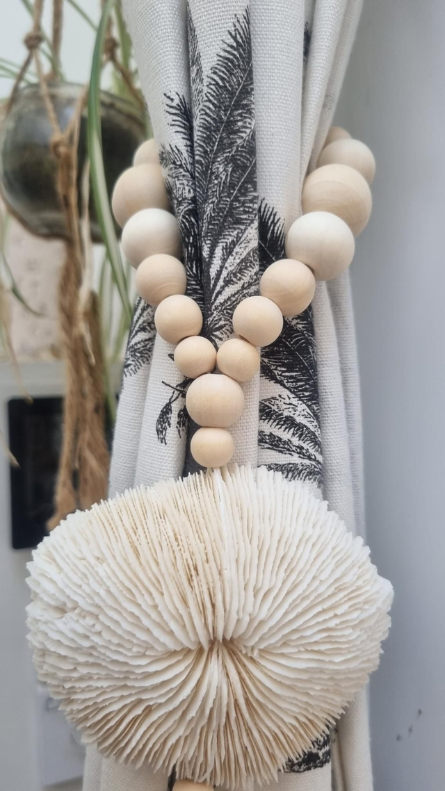 Embrasse corail pompon beige