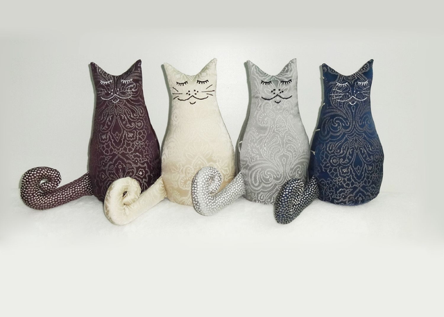 Cat Doorstop Hand Embroidered, Handmade Cat Bookend, Cat Lovers Gift, Made in UK