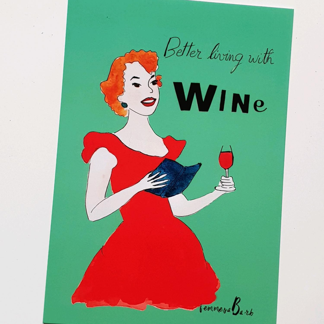 A- carte vintage "Better life with wine"