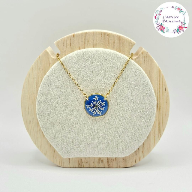 Collier "Reine Anne bleu" doré