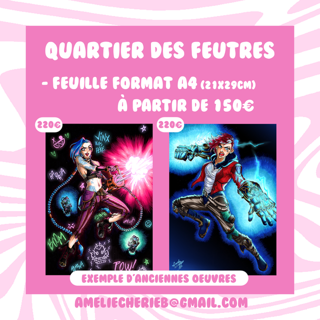 Illustration aux feutres à alcool format A4 à la commande