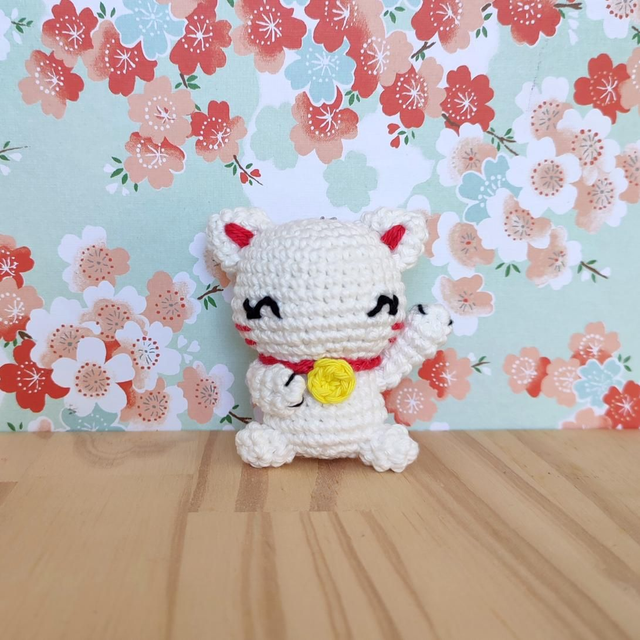 Porte-clé Maneki Neko - Blanc