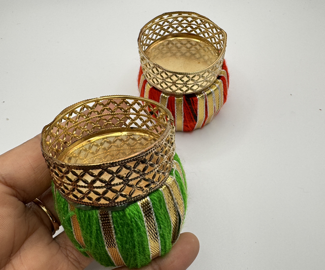 Tea light drum candle holders mixed colour 
