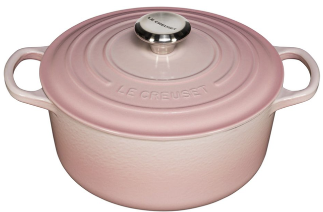 Le Creuset Signature Gusseisen-Bräter mit Deckel rund 24 cm shell pink