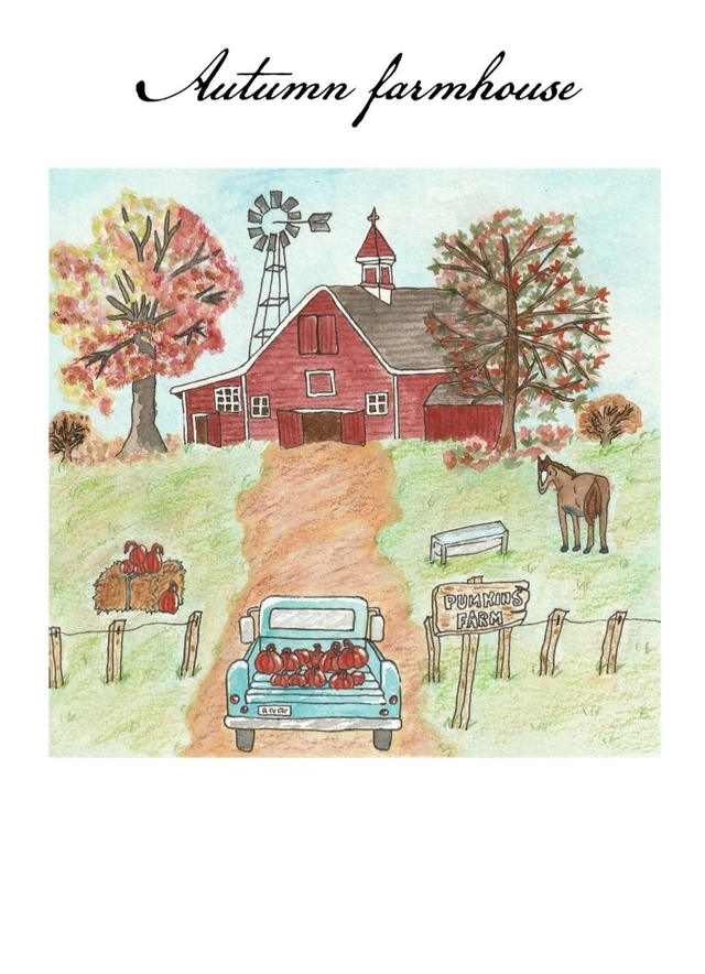 Affiche aquarelle "Ferme en Automne"