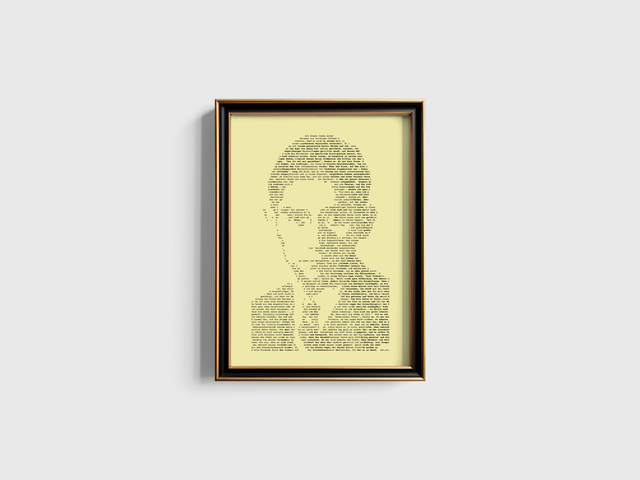 A3 Schreibmaschinen-Textbild Franz Kafka in Schwarz auf Elfenbein