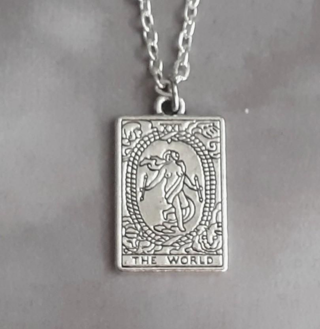 The World Metal Tarot Card Necklace