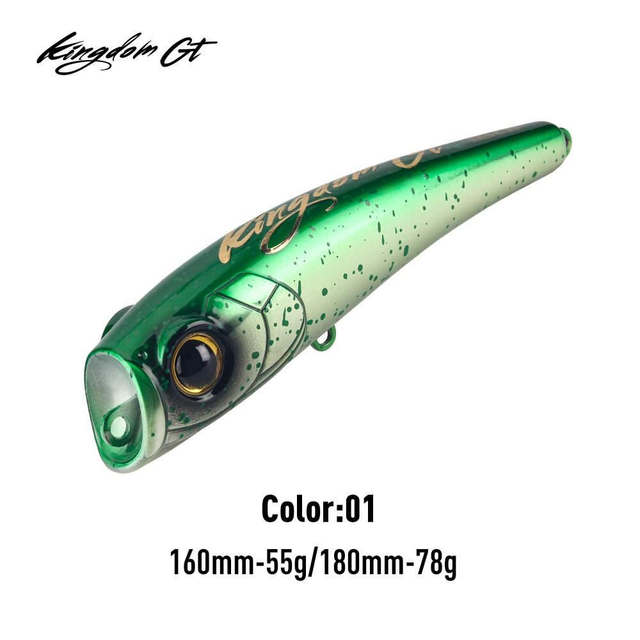 🎣 Leurre KINGDOM GT Popper 160F – SmokeBomb – 55g