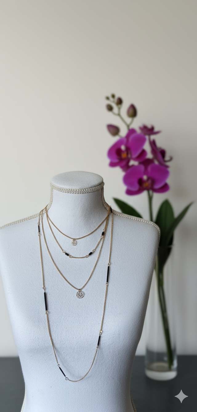 Sautoir 4 rangs doré