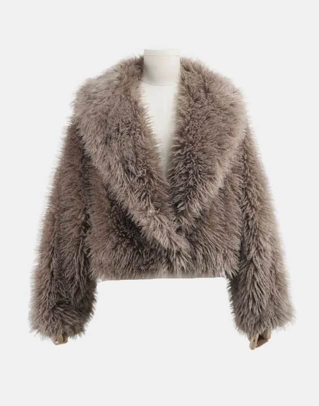 Fluffy jas Amber taupe