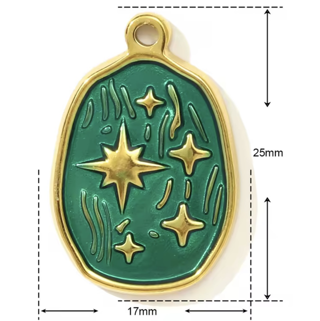 Charm 5 stelle base verde 