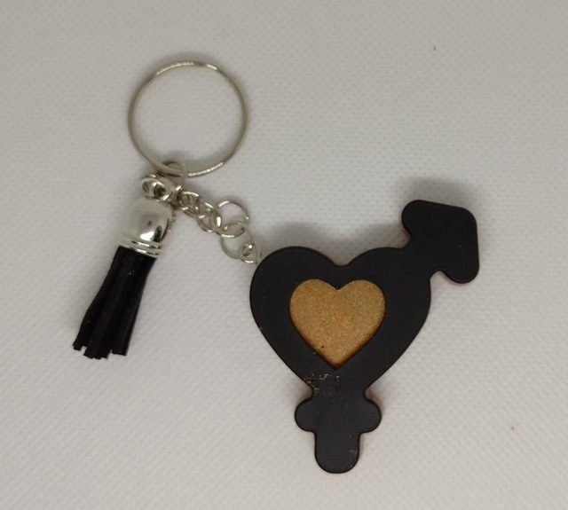 Porte clés coeur noir et doré 