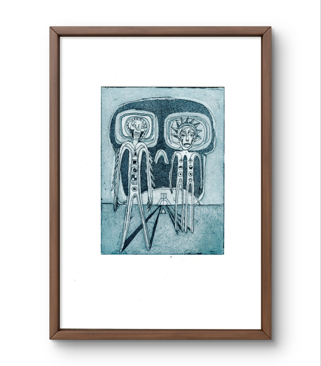 Spirits of dimensions etching 13x18cm blue  (1)