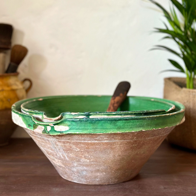 les tians en terre cuite vernissée verte