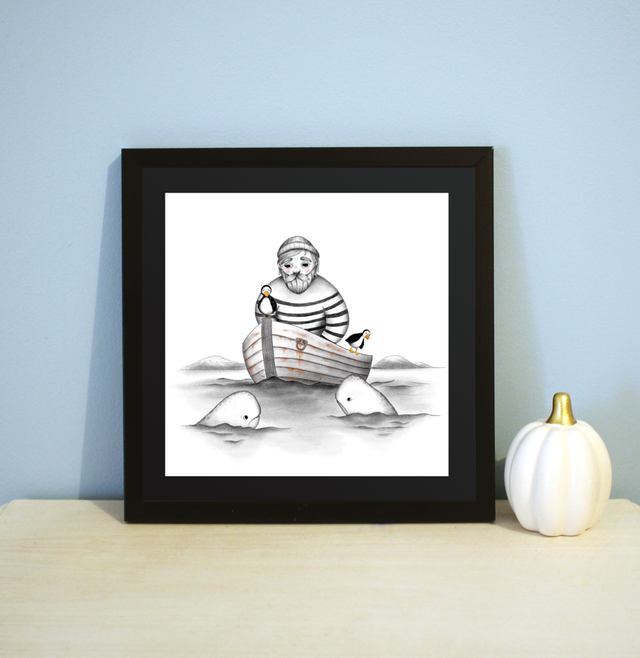 Print carré "Le marin et la baleine #3"