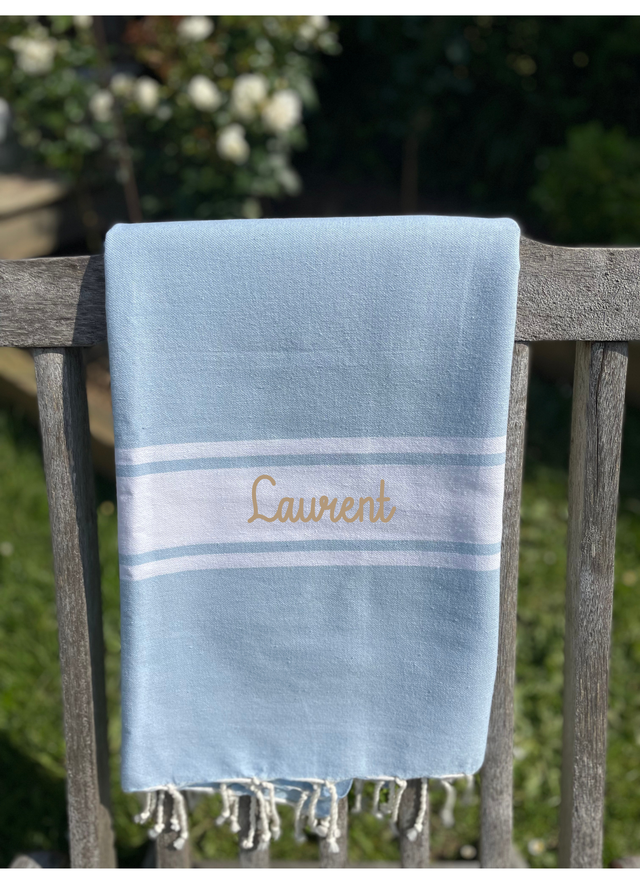 Fouta bleu clair - Personnalisable
