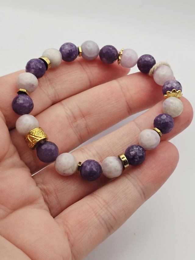 Bracelet Lépidolite 2 tons 0,8 cm