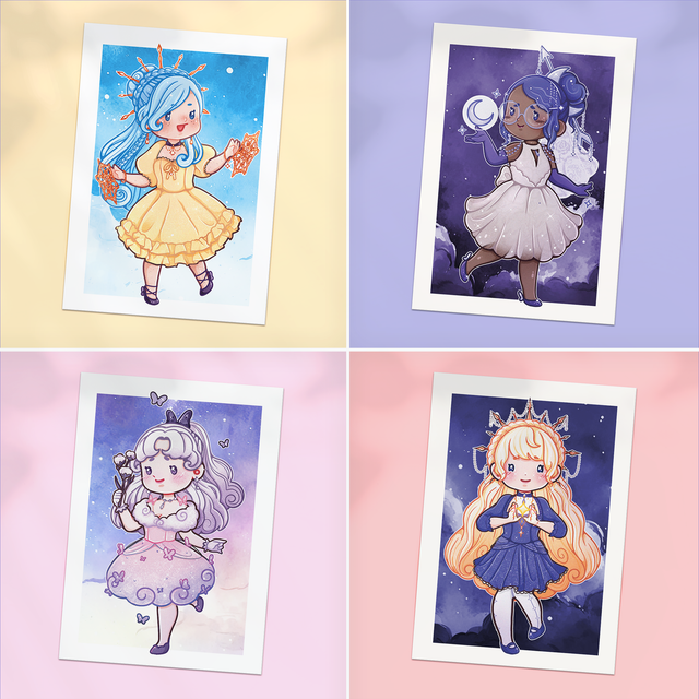 Cartes postales A6 CÉLESTES (version chibi)