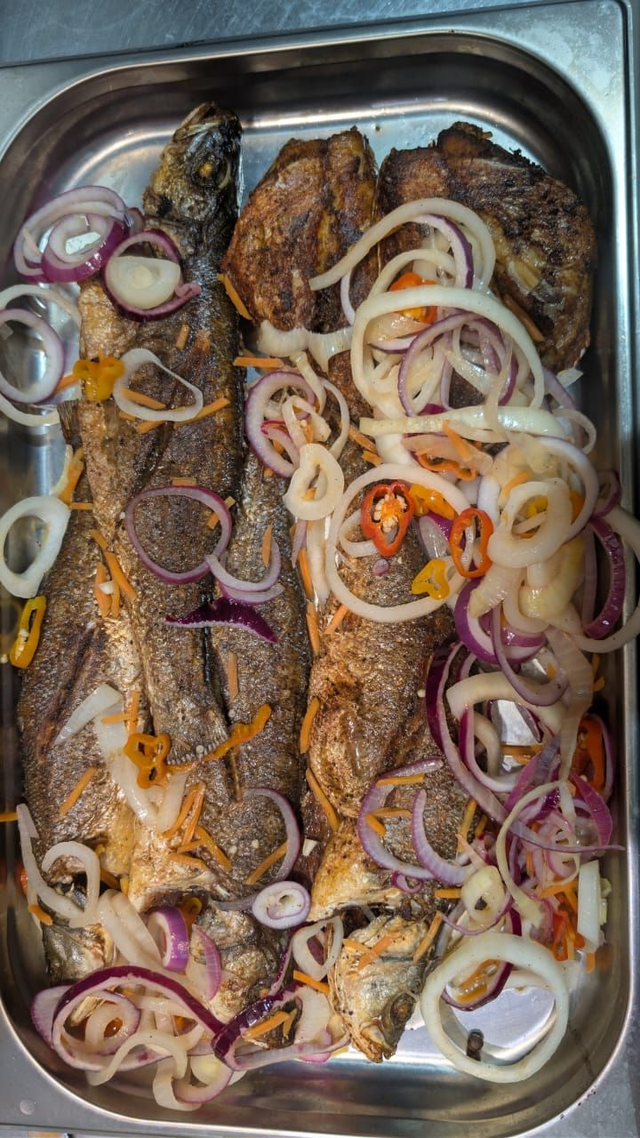 Escovitch Whole Sea Bass (with 3 sides)