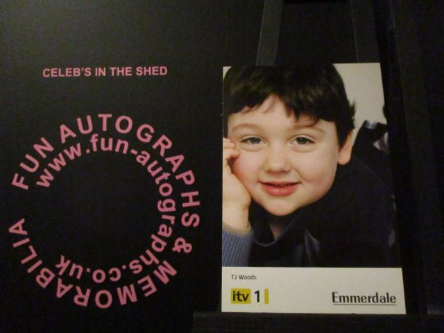 Connor Lee (TJ Woods) Original Emmerdale Yellow &amp; Black Itv1 Logo Cast Card