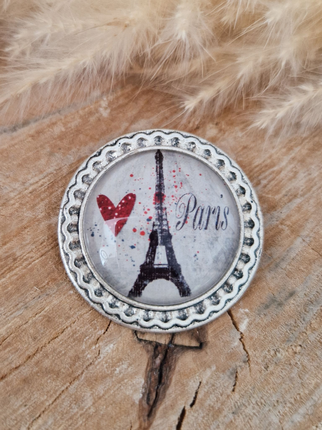 Broche cabochon "Paris - Support argenté