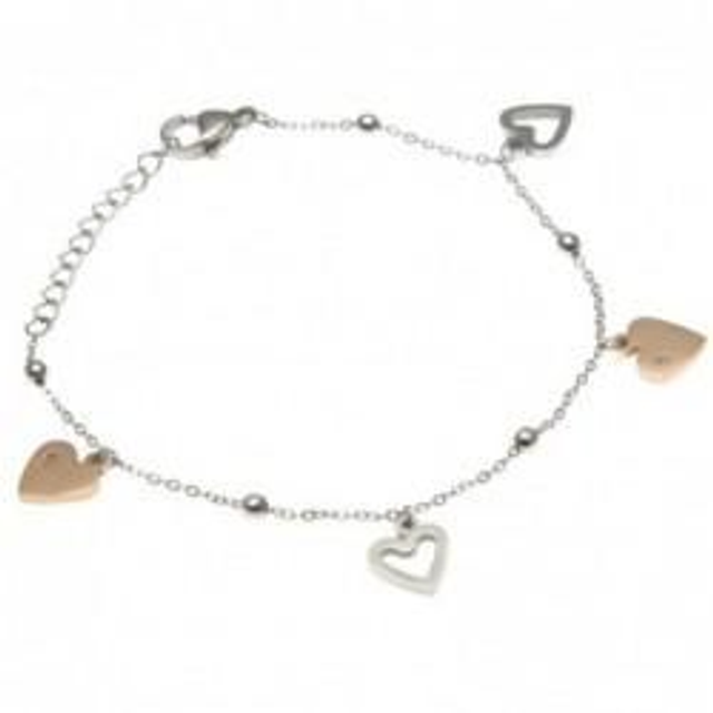 Bracciale donna in acciaio con charms a cuore