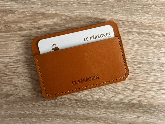 Porte-carte en cuir - Coloris « Cognac » - Fabriqué à la main en France