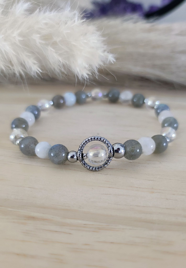 Bracelet "Pierre de Lumière et de Réconfort" Labradorite - Péristérite