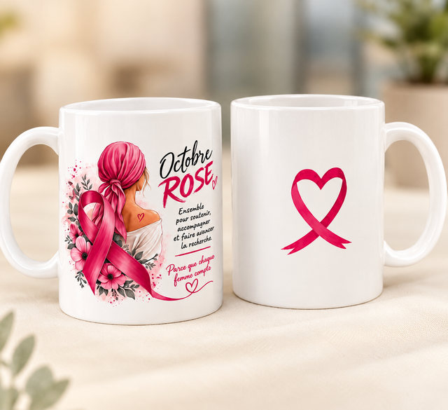 Mug à thème "Octobre à rose"