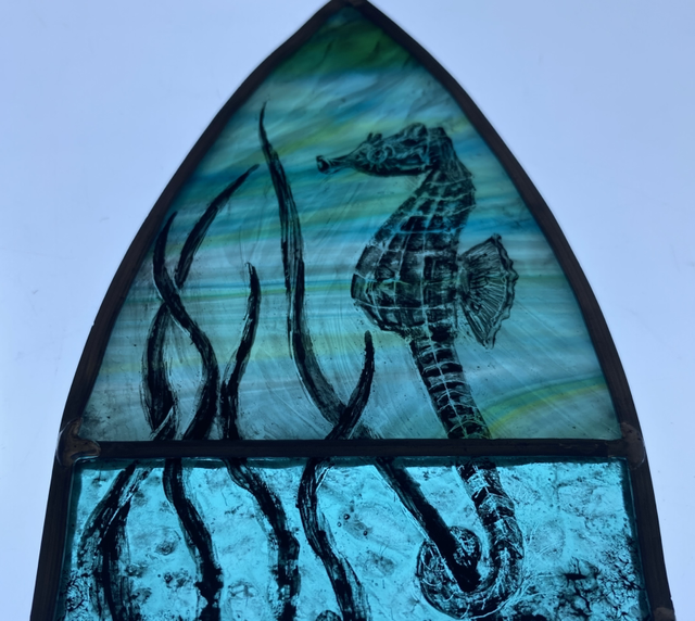 Seahorse stained glass arch