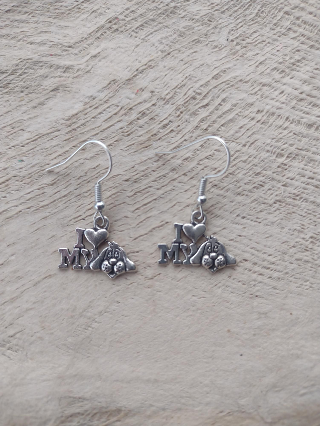 I love my dog drop dangle charm earrings 