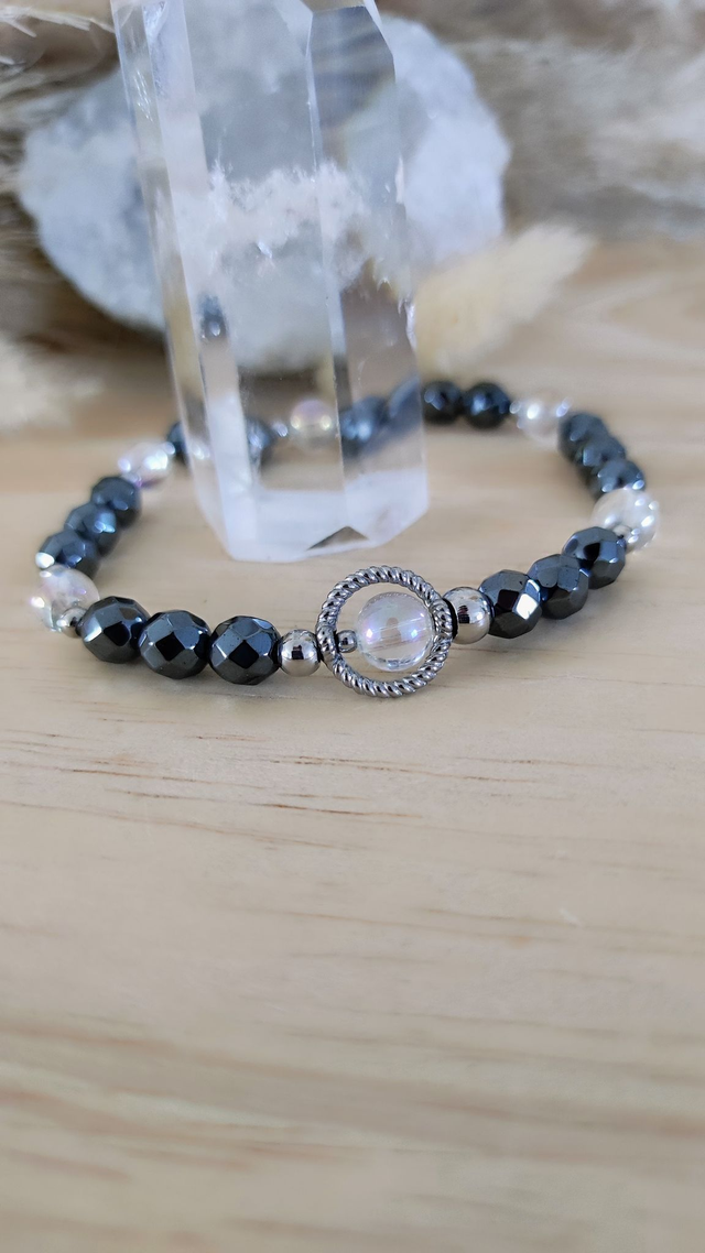 Bracelet "Confiance en soi" Hématite facettée