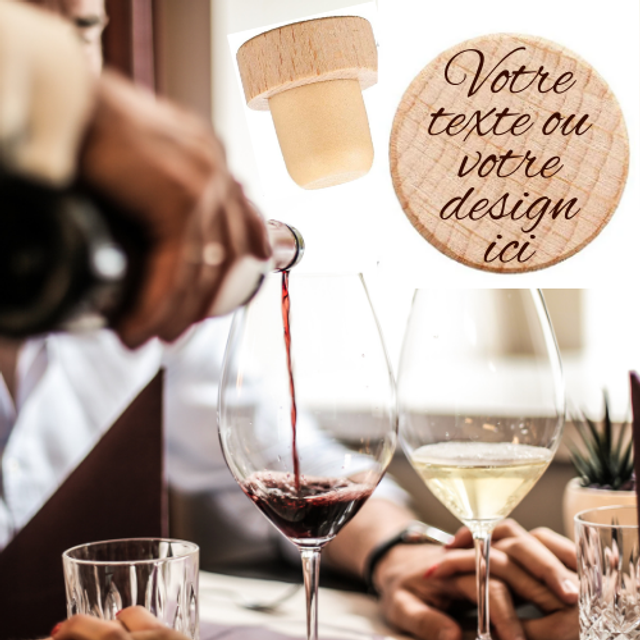 Bouchons pour bouteille de vin - gravure laser personnalisable