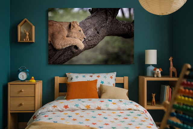 Leoncino pensieroso Stampa Fine-Art su carta cotone Hahnemūhle Photo Rag Ultra Smooth 305 gr montata su pannello piuma spessore 15 mm