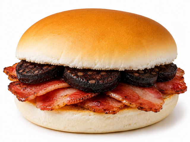 Jumbo Bacon &amp; Black Pudding Bap