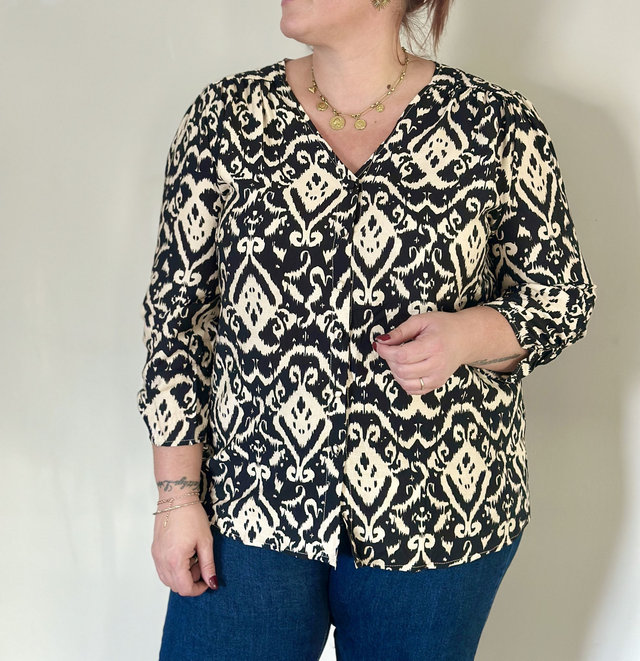 Blouse motif beige 