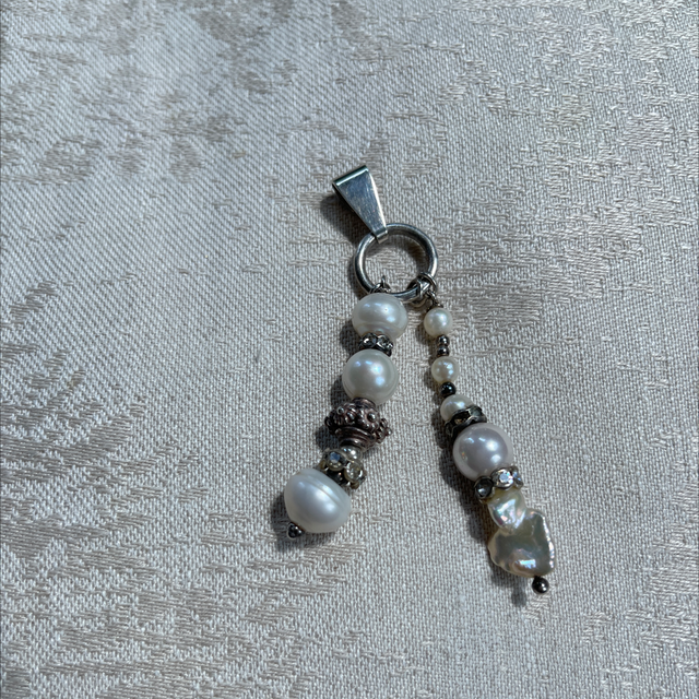 Kettenanhänger Glücksbringer 925er Silber Perlen L:8 cm