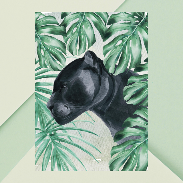 Impression de Panthère Marchant à travers la Jungle - Décoration Murale Sauvage / Panther Strolling Through the Jungle Print - Wild Wall Decor