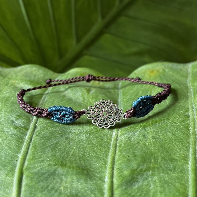 Bracelet marron-turquoise estampe