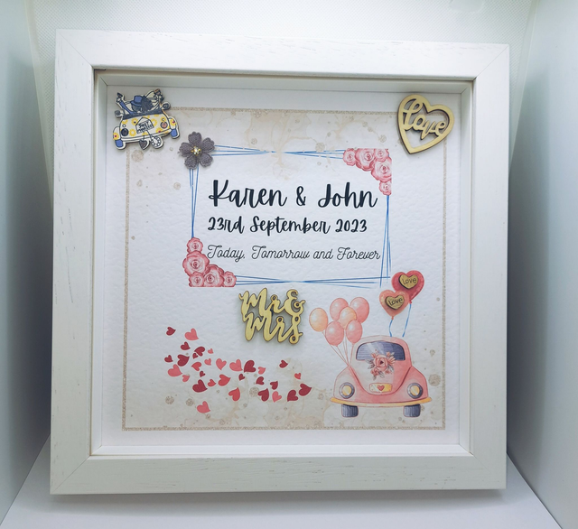 Personalised Wedding / Engagement frame. Gift for Couples.  Handmade frame for the new Mr &amp; Mrs. Engagement gift.
