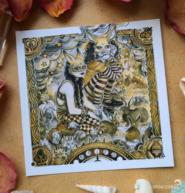 Lunar Bunnies - carte carrée