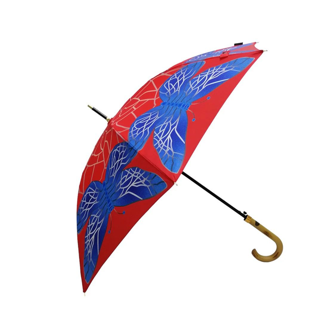 SOAKE Storm King Walking Stick Umbrella - Stained Glass Butterfly
