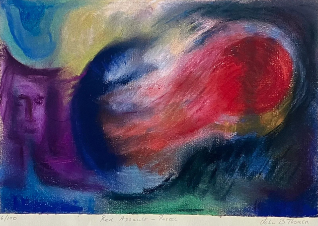 05 Red Assault  Pastel Print 15x22cm