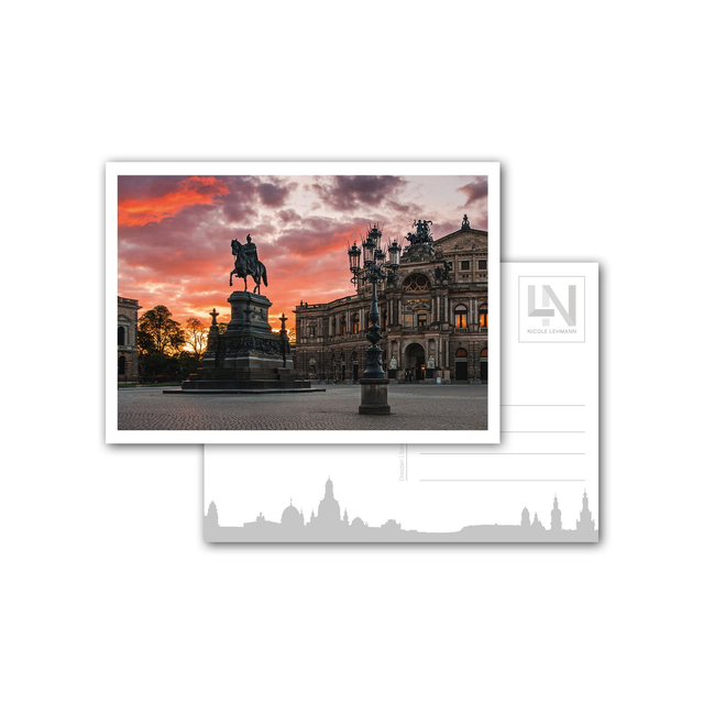 Dresden - Sonnenuntergang am Theaterplatz - Postkarte