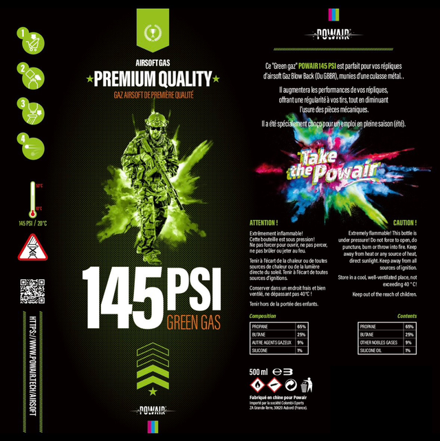 BOMBE GAZ 145 PSI 500ML